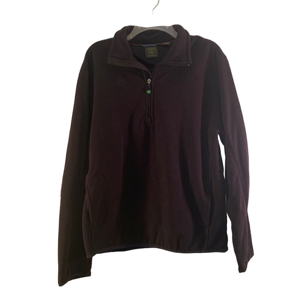 TIMBERLAND Men’s Black Fleece 1/4 Zip Pull Over / Size: Large